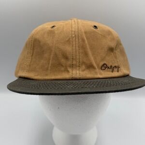 Only‎ NY Duck Canvas Hat Tan Olive Green Script Logo Leather Strapback Flannel